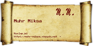 Muhr Miksa névjegykártya
